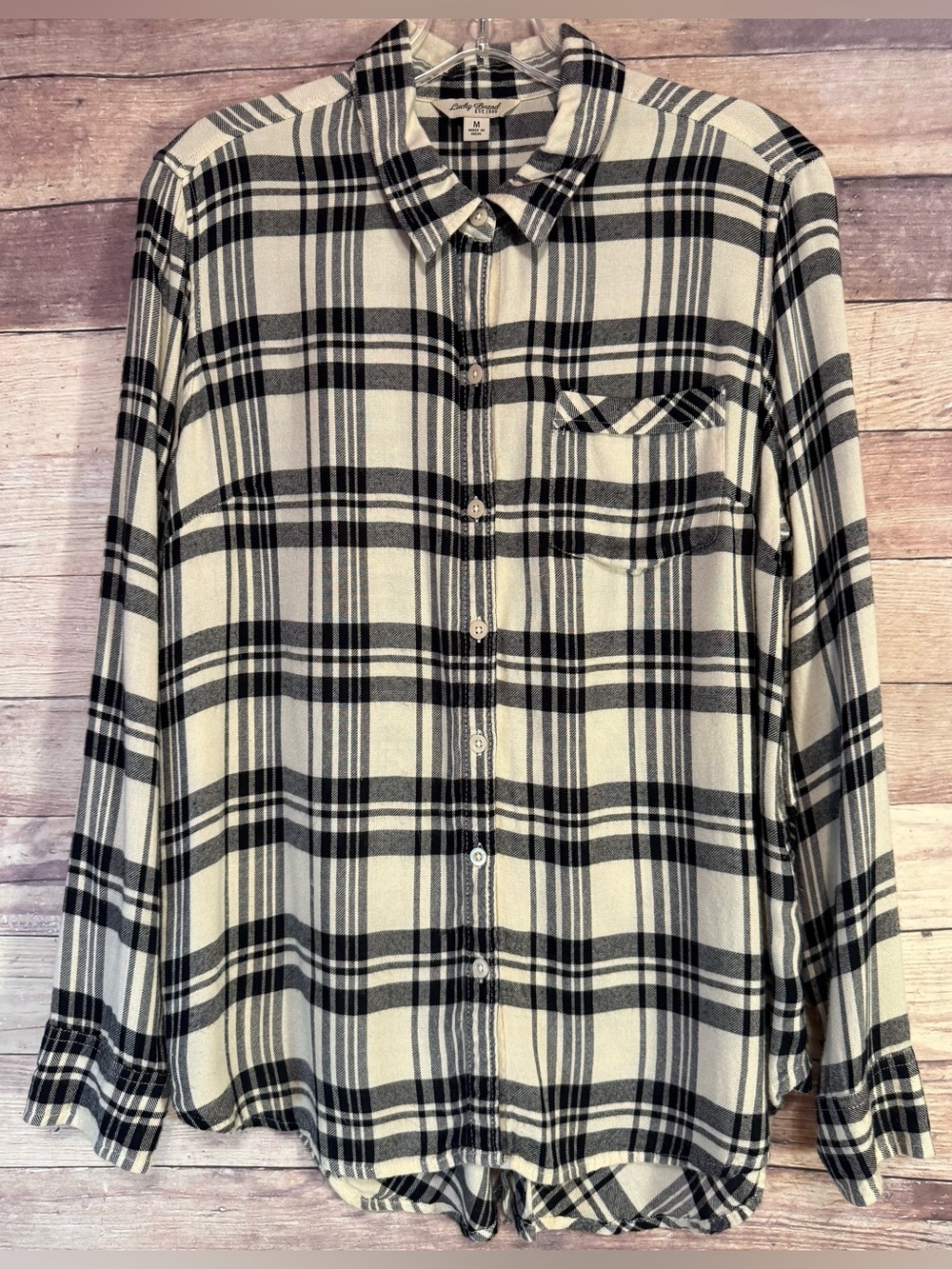 Lucky Brand Black and White Plaid Button-Down Shirt